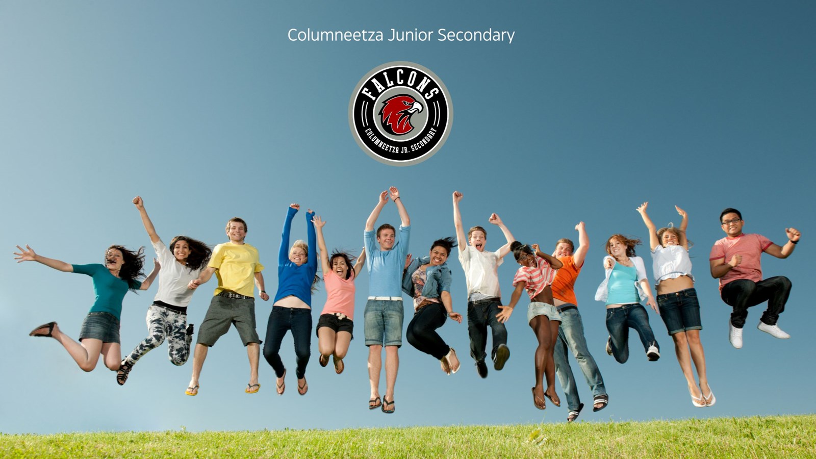 students jumping up from the ground