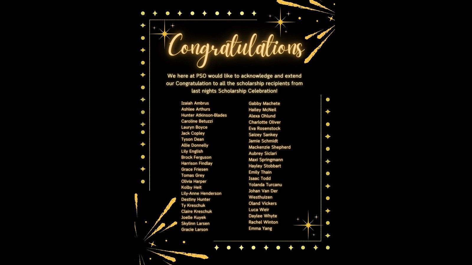 PSO Scholarship Celebration 2025